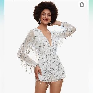 White Sequin Rompwr Size Large